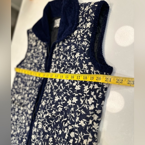 Vintage Style Floral Quilted Vest Navy Blue Size Large - Picture 9 of 12